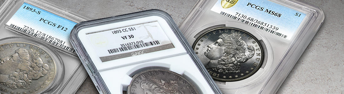 Two coins that were graded by PCGS and NGC.