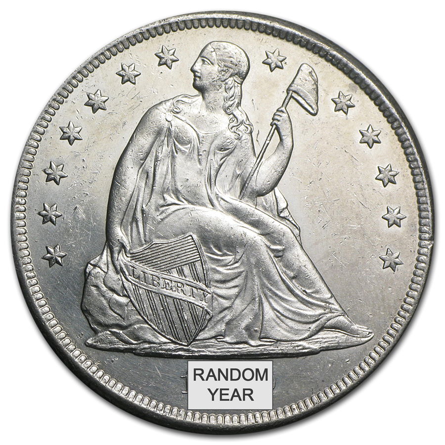 A depiction of 1873 Liberty Seated Dollar BU