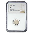 1852 Three Cent Silver MS-67 NGC