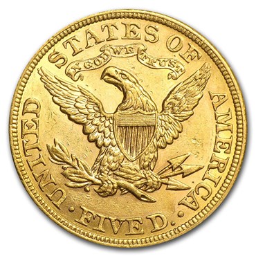 Liberty $5 Gold Coin (1839-1908) obverse Liberty $5 Gold Coin (1839-1908) obverse