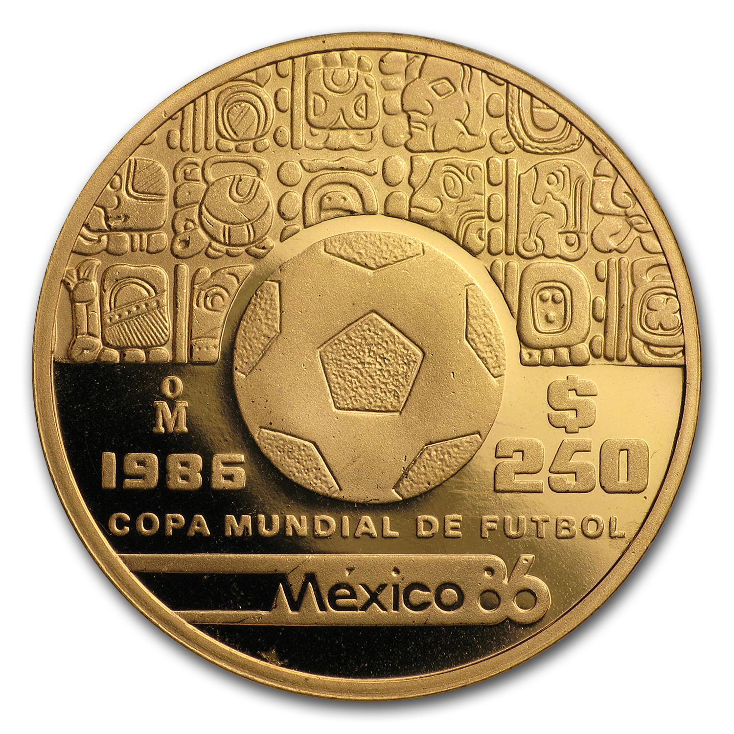 1986 Mexico Gold 250 Pesos FIFA World Cup Proof