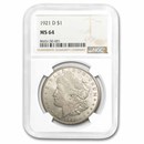 1921-D Morgan Silver Dollar MS-64 NGC