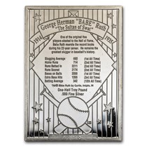 6 Oz Silver Bar Babe Ruth Dream Team Baseball Card