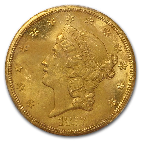 1857-S $20 Lib Gold SS Central America Shipwreck UNC Details PCGS Coin ...