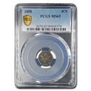 1858 Three Cent Silver MS-65 PCGS