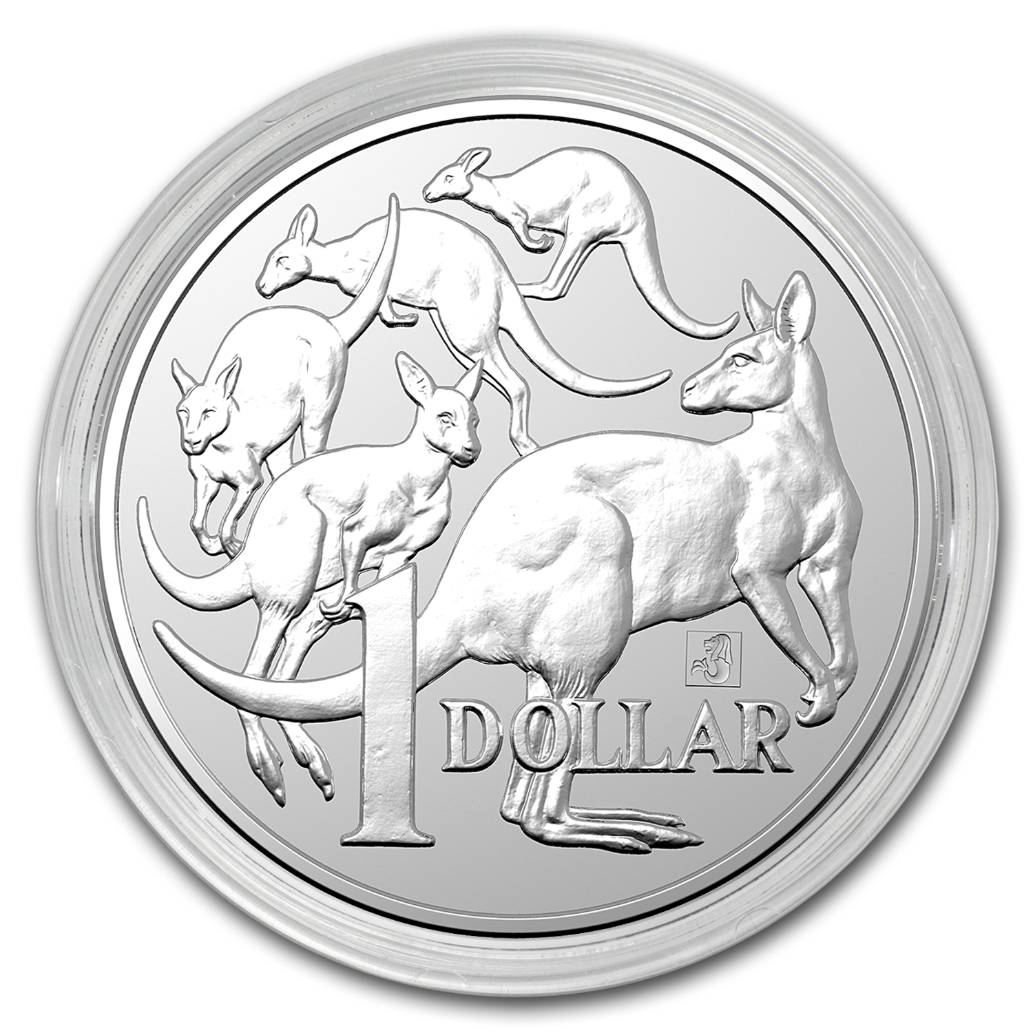MOB OF ROOS 2019 1 oz BU Silver Coin Merlion Privy Mark in Capsule AUSTRALIA