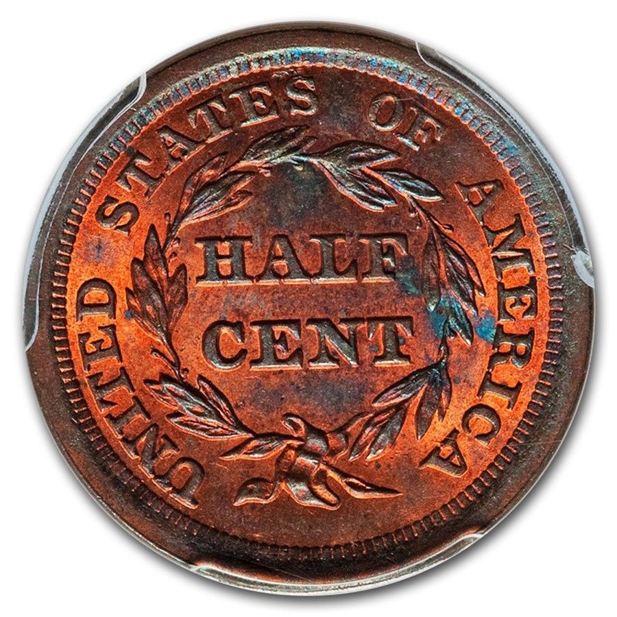 1855 (None) Phil Braided Hair Half Cent Value
