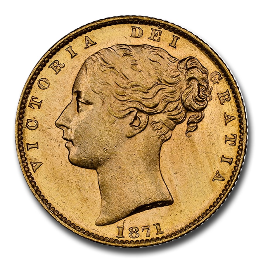 1871 Great Britain Gold Sovereign Victoria Shield MS65 NGC D30 Coin