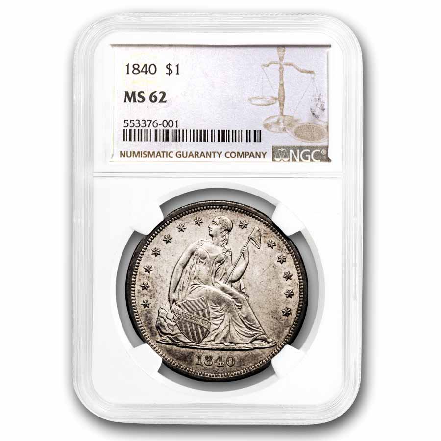 1840 Liberty Seated Dollar MS-62 NGC