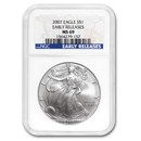 2007 American Silver Eagle MS-69 NGC (Blue Label, Early Release)