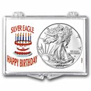 2026 1 oz Silver Eagle - w/Snap-Lock, Happy Birthday Design