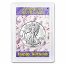 2026 1 oz Silver Eagle - w/Harris Holder, Happy Birthday Design
