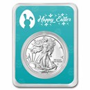 2026 1 oz Silver Eagle - w/Happy Easter, Easter Eggs Card, In TEP