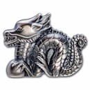 2024 Mongolia 1 oz Silver Antique Lunar Great Dragon Shaped Coin