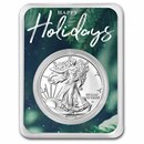 2025 1 oz American Silver Eagle - w/Happy Holidays Tree Branches