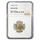 1943-D Silver Jefferson Nickel MS-68 NGC (FS)