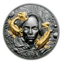 2024 Palau 2 oz Silver Black Proof Goddess of Water (Box & COA)