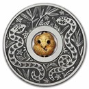 2025 Tuvalu 1 oz Ag Year of the Snake Rotating Charm Antiqued