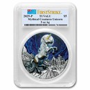 2025 TUV 5 oz Silver Colorized Unicorn Antiqued SP-70 PCGS HR FS