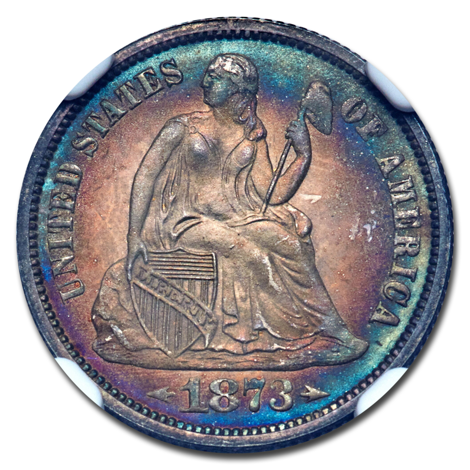 1873 Liberty Seated Dime w/Arrows PF-67 NGC - Picture 2 of 3
