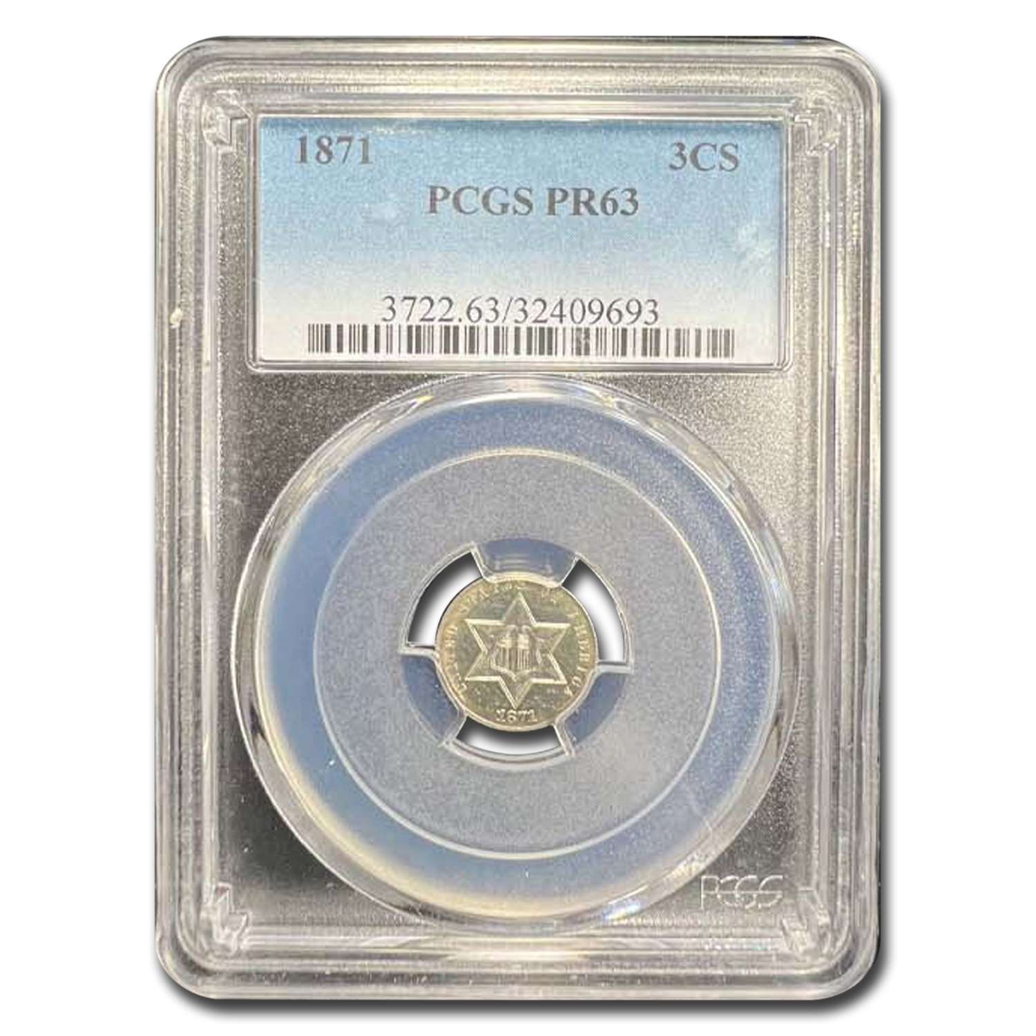 1871 Three Cent Silver PR-63 PCGS - Bild 1 von 3