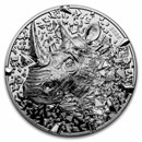 2025 Cook Islands 3 oz Silver Proof Silver Bursts Rhino