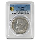 1855-A France Silver 5 Francs Napoleon III MS-64 PCGS