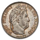 1837-W France Silver 5 Francs Louis Philippe MS-65 NGC