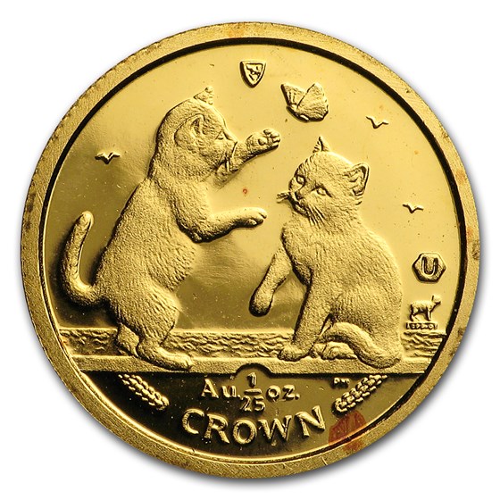 2004 Isle of Man 1/25 Crown Gold Tonkinese BU | Gold Coins from Isle of ...