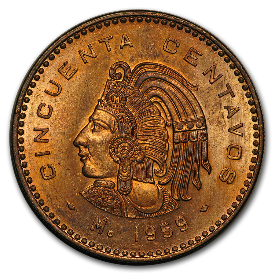 1959 Mexico 50 Centavos BU | 50 Centavo Vintage Mexican Silver Coins ...