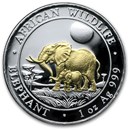 2011 Somalia 1 oz Silver African Elephant (Gilded)