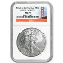 2011 (S) Silver Eagle MS-70 NGC (Golden Gate Bridge Label)