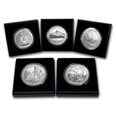 2010-P 5-Coin 5 oz Silver Burnished ATB Set (w/Box & COA)