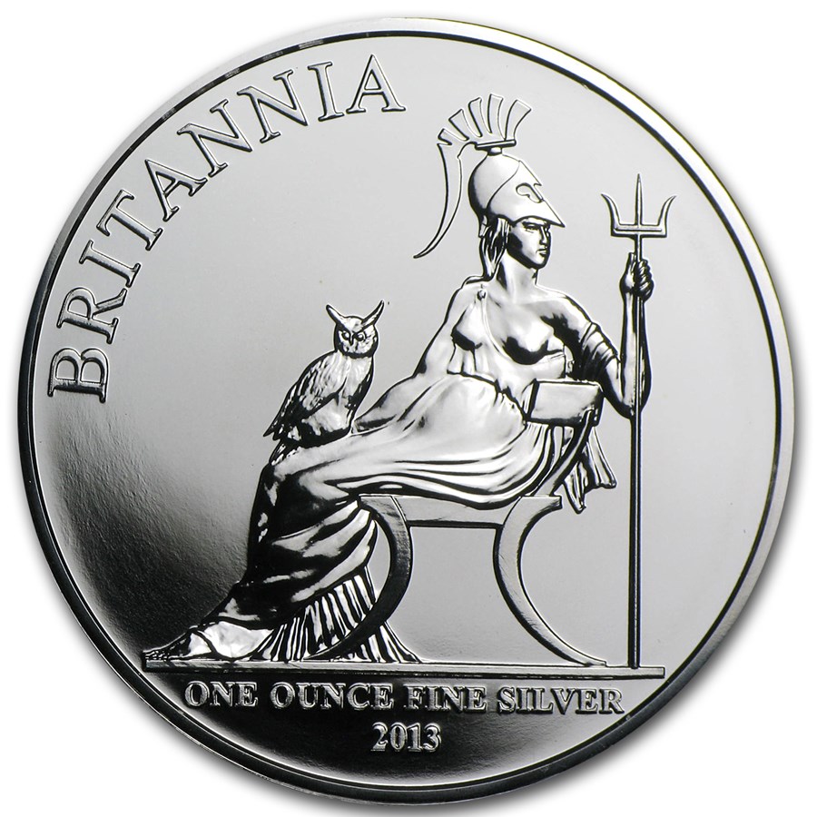 2013 Great Britain 1 oz Silver Britannia Premier BU Silver Britannias