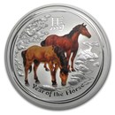 2014 Australia 5 oz Silver Lunar Horse BU (Colorized)