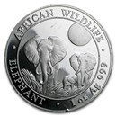Somalia 1 oz Silver Elephant (Random, Abrasions)