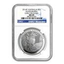 2014 Australia 1 oz Silver Kookaburra MS-69 NGC (ER)