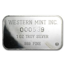 1 Oz Silver Bar Johnson Matthey Amp Mallory Western Mint Buffalo