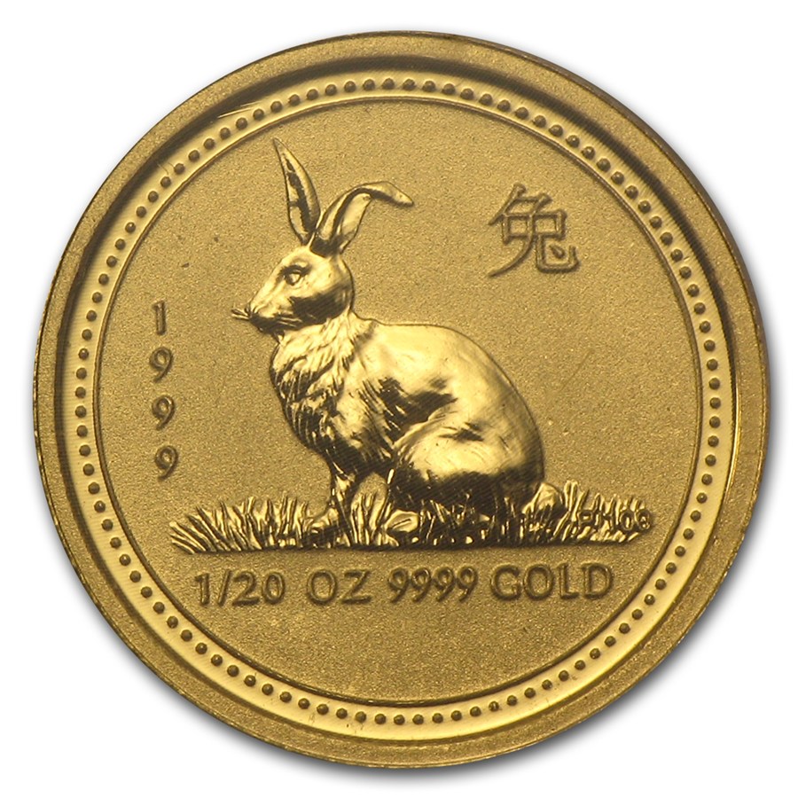 1999 1/20 oz Gold Lunar Year of the Rabbit BU (Series I) | Perth Mint ...