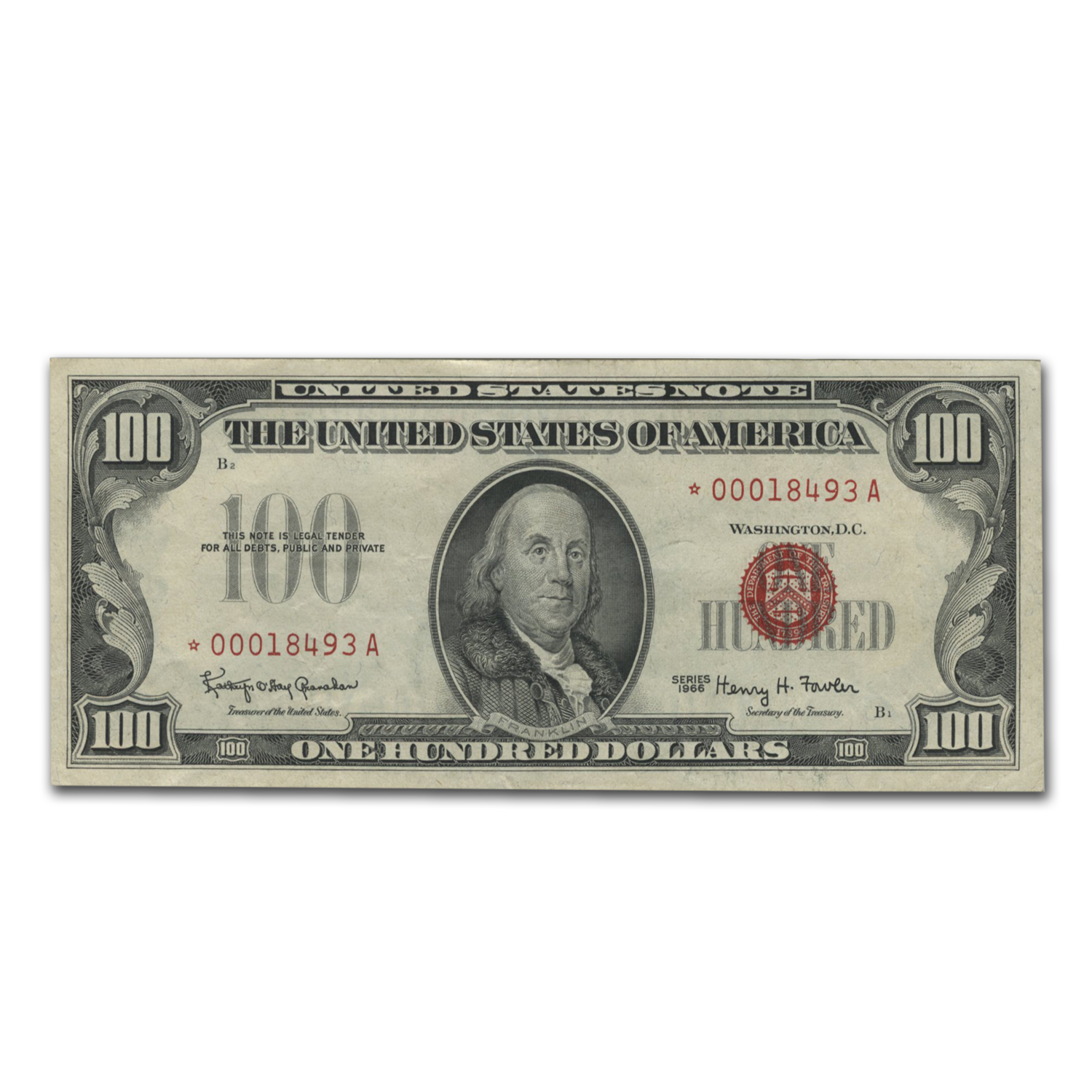 1963 $5 red seal legal tender note XF-AU