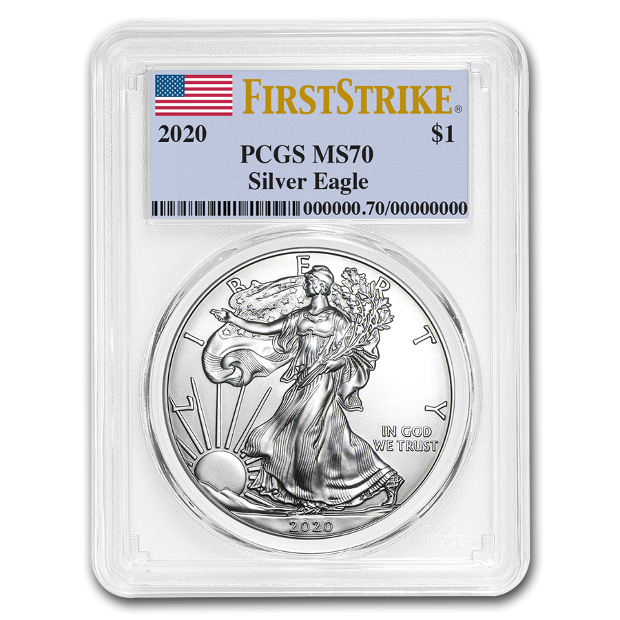 - SKU#212590 P FirstStrike® Silver American Eagle MS-69 PCGS 2020- 