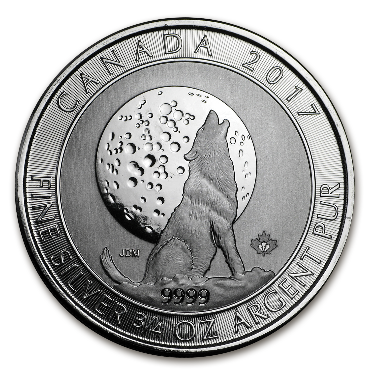 2015 3/4 oz .75OZT Fine Silver .999 $2 Canadian Silver Grey Wolf Coin 