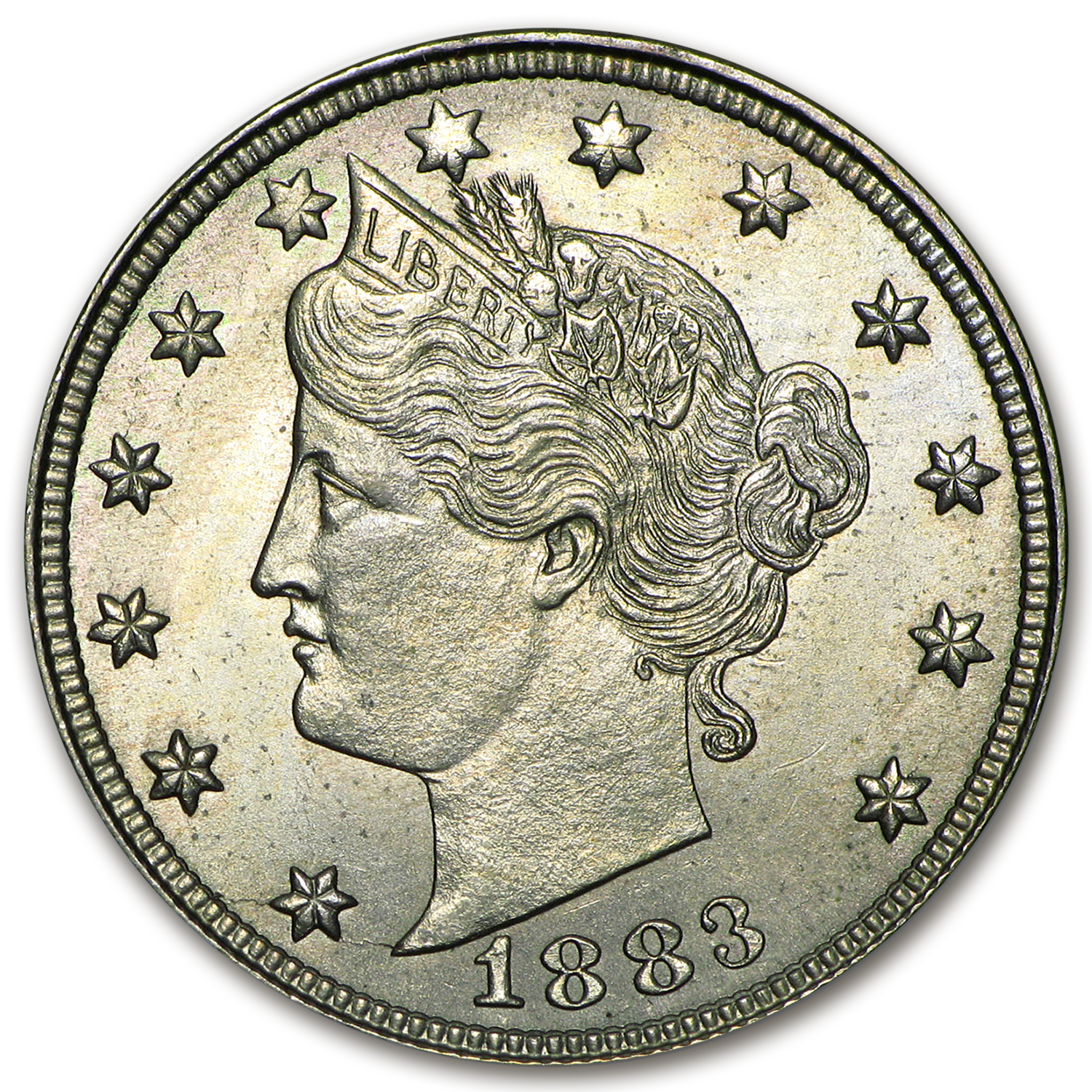 1883 Liberty Head V Nickel No Cents AU