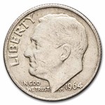 $1.00 Face Value Silver Roosevelt Dimes Avg Circ