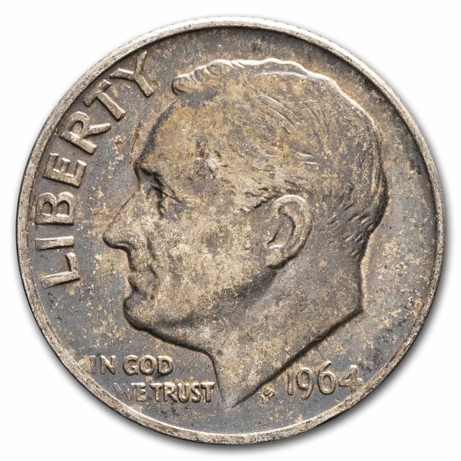 $1.00 Face Value Silver Roosevelt Dimes Avg Circ