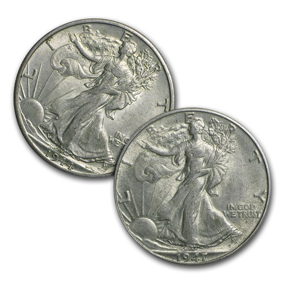 $1.00 Face Value Silver Walking Liberty Halves AU $1.00 Face Value Silver Walking Liberty Halves AU