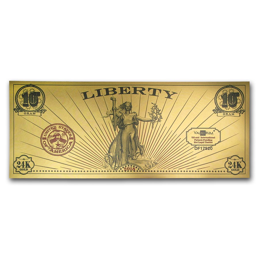 1/10 gram Gold Aurum Note - 2018 Lady Liberty, 24K