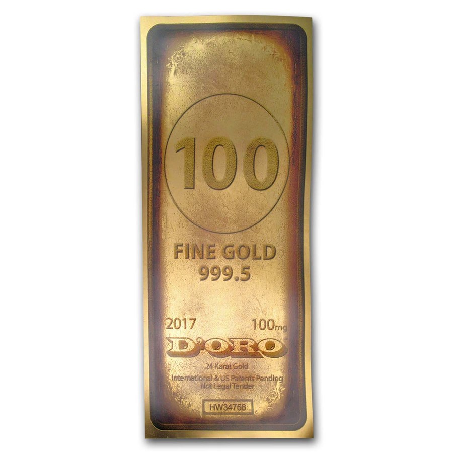1/10 gram Gold Aurum Note - D'oro Bar, 24K