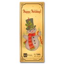 1/10 gram Gold Aurum Note - Happy Holiday - Snowman, 24K