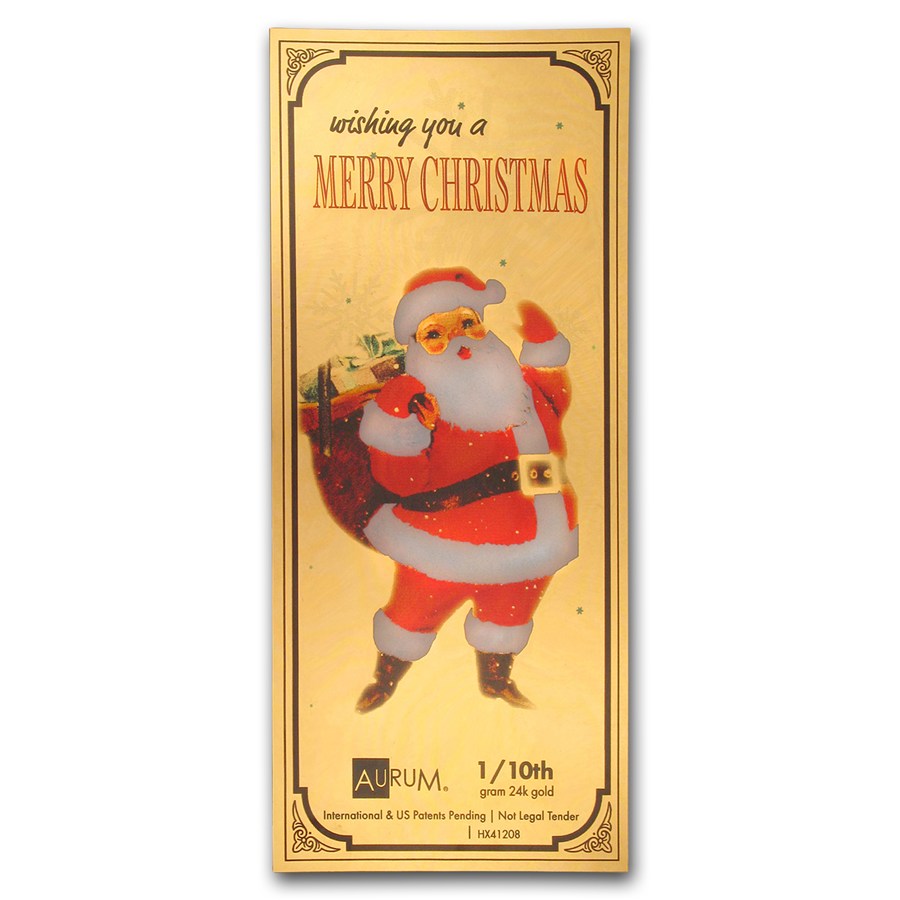 Buy 1/10 gram Gold Aurum Note - Merry Christmas - Santa, 24K | APMEX